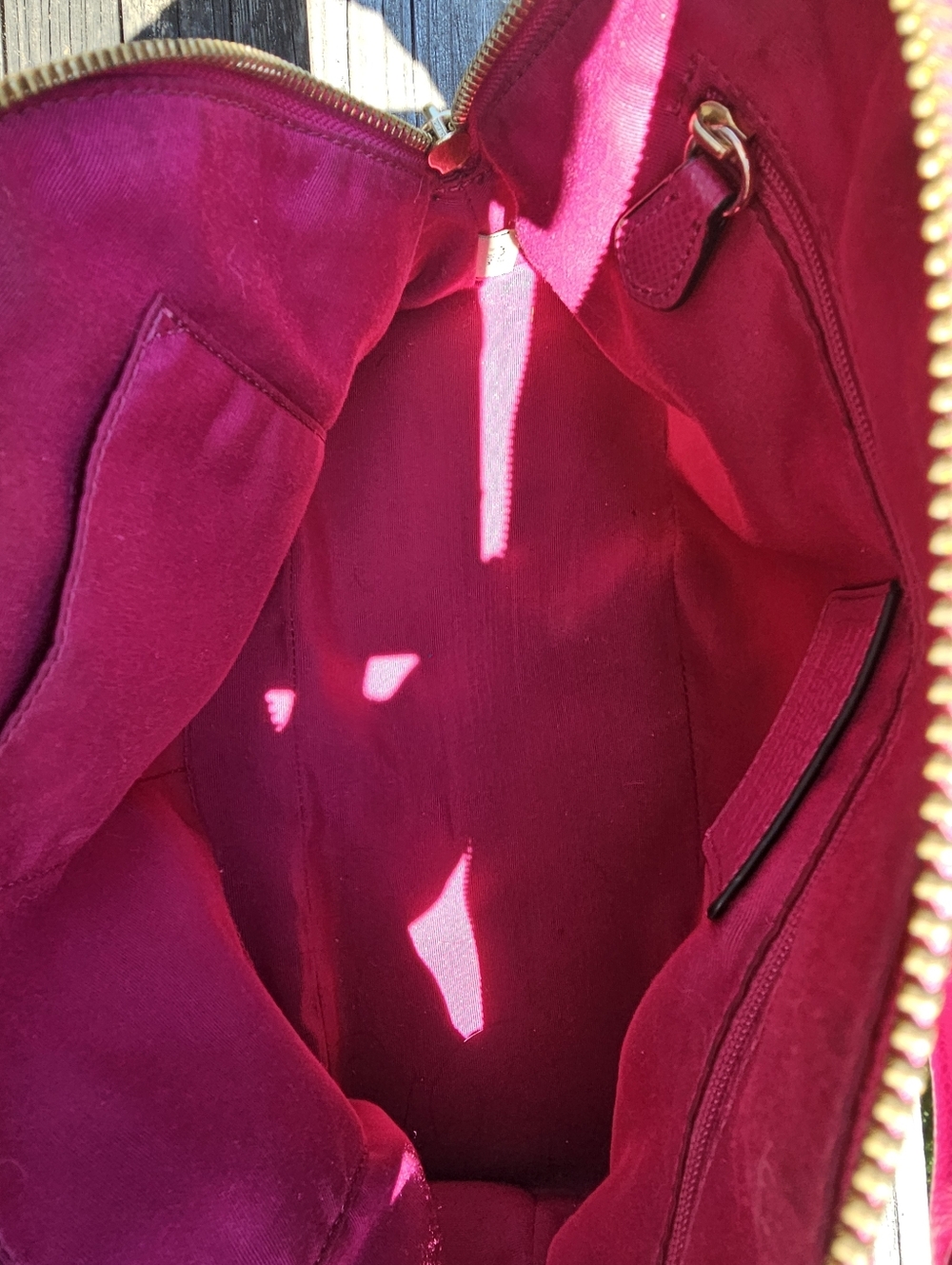 Coach Magenta Pebbled Leather Satchel Purse | Top Handle | Gold Hardware - Picture 10 of 16